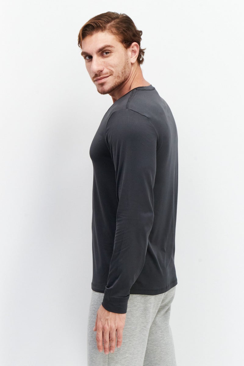 Rainforest Men Crew Neck Performance Base Layer Top, Charcoal - Image 2